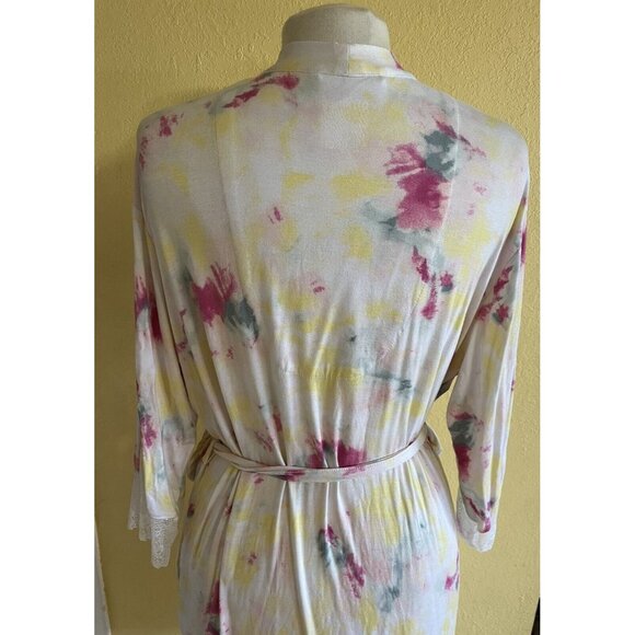INC International Concepts Womans Large Lace-Trim Wrap Robe Tie Dye New $60 - Picture 7 of 8